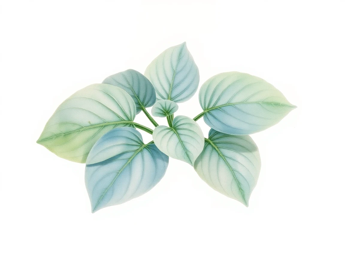 Watercolor illustration of Hosta 'Blue Moon'