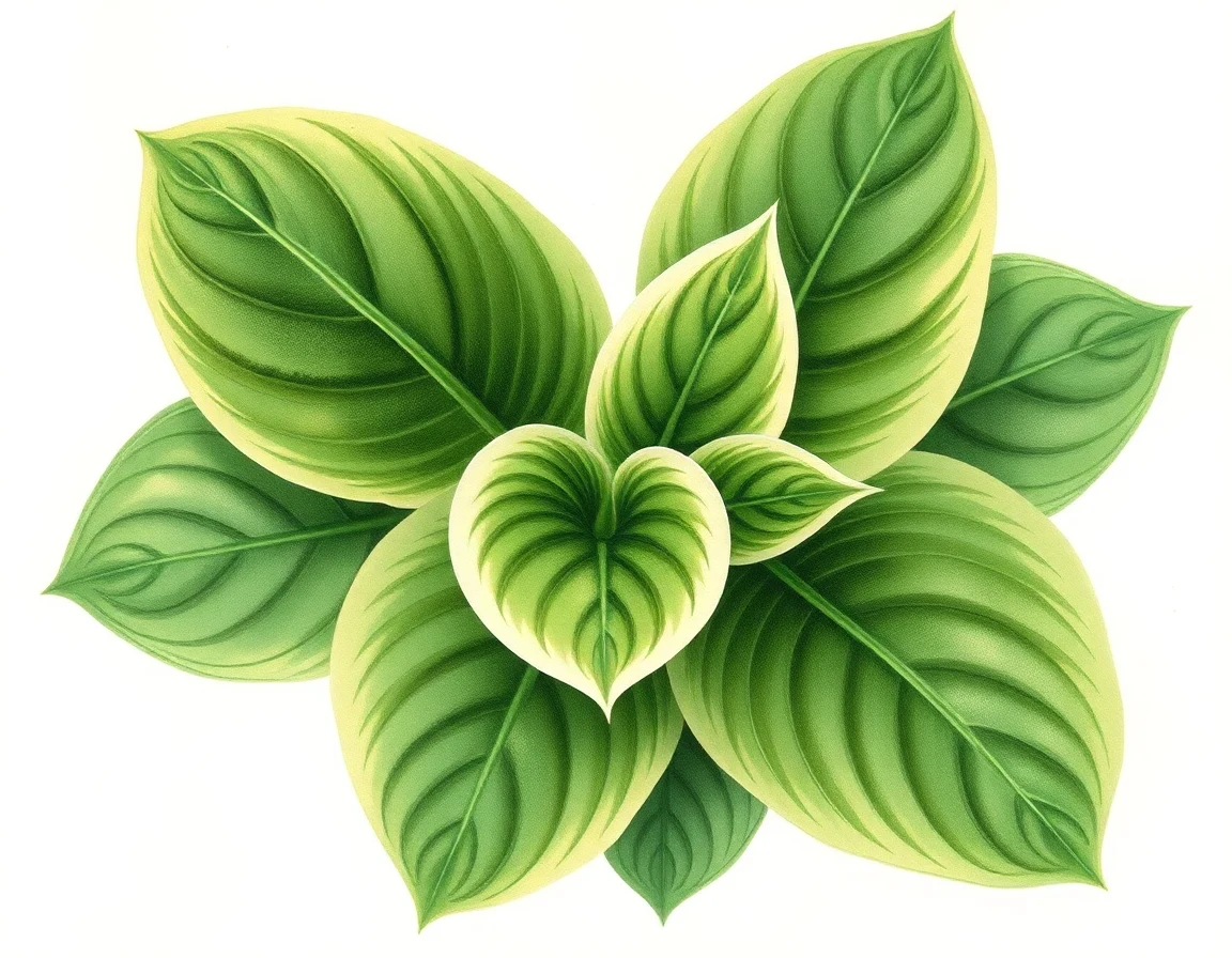 Watercolor illustration of Hosta 'Blue Mouse Ears Supreme'