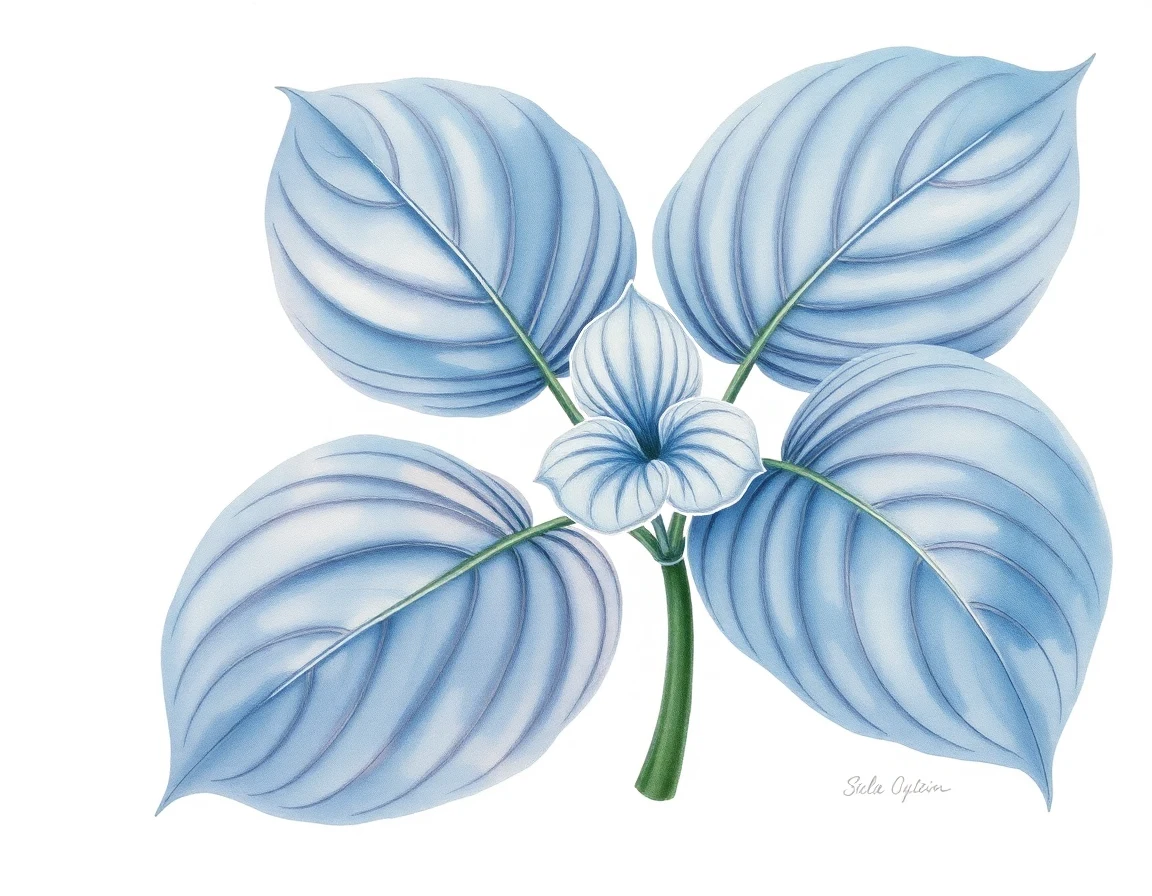 Watercolor illustration of Hosta 'Blue Music'