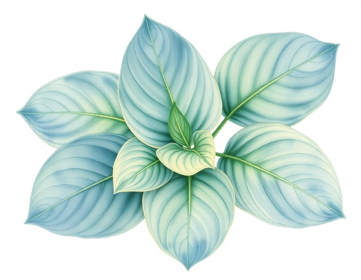 Watercolor illustration of Hosta 'Blue Pearl'