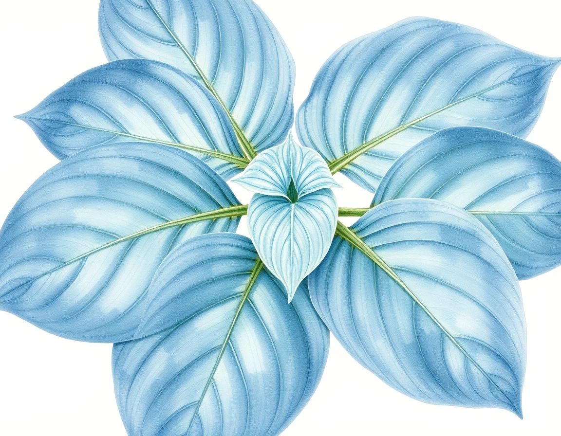 Watercolor illustration of Hosta 'Blue Piecrust'