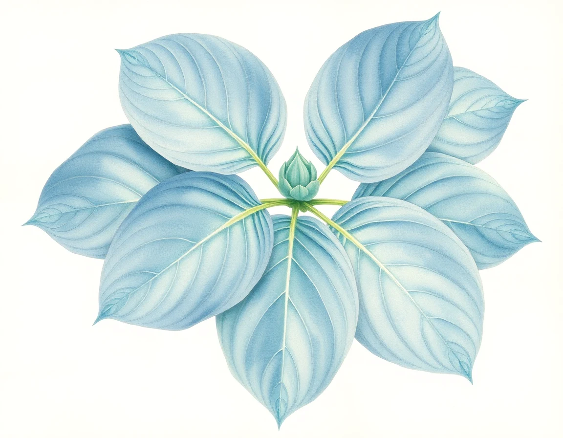 Watercolor illustration of Hosta 'Blue Plisse'