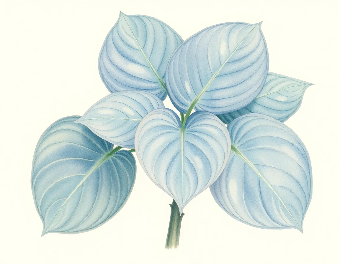 Watercolor illustration of Hosta 'Blue Pointer'