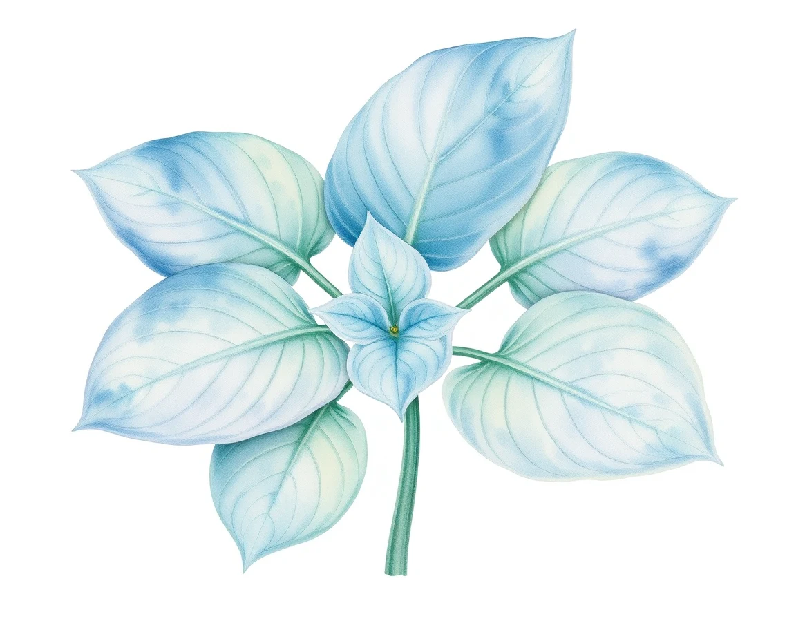 Watercolor illustration of Hosta 'Blue Regal'