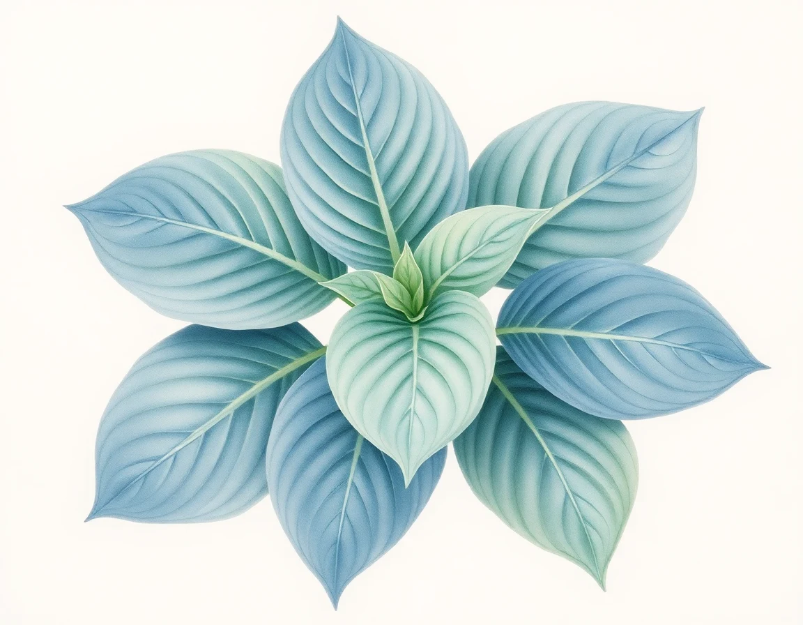 Watercolor illustration of Hosta 'Blue Ribbon for David Lewis'
