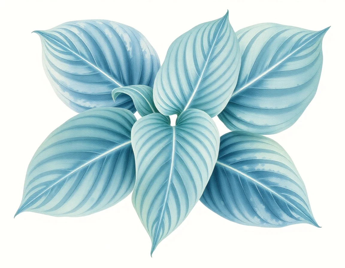 Watercolor illustration of Hosta 'Blue Ribbon'