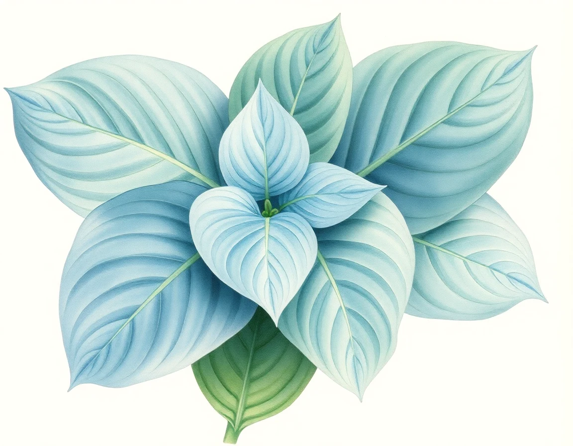 Watercolor illustration of Hosta 'Blue Ridge Mountains'