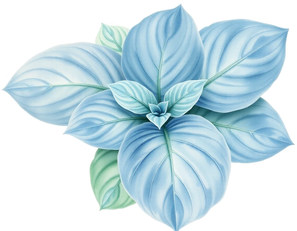 Watercolor illustration of Hosta 'Blue Saucers'