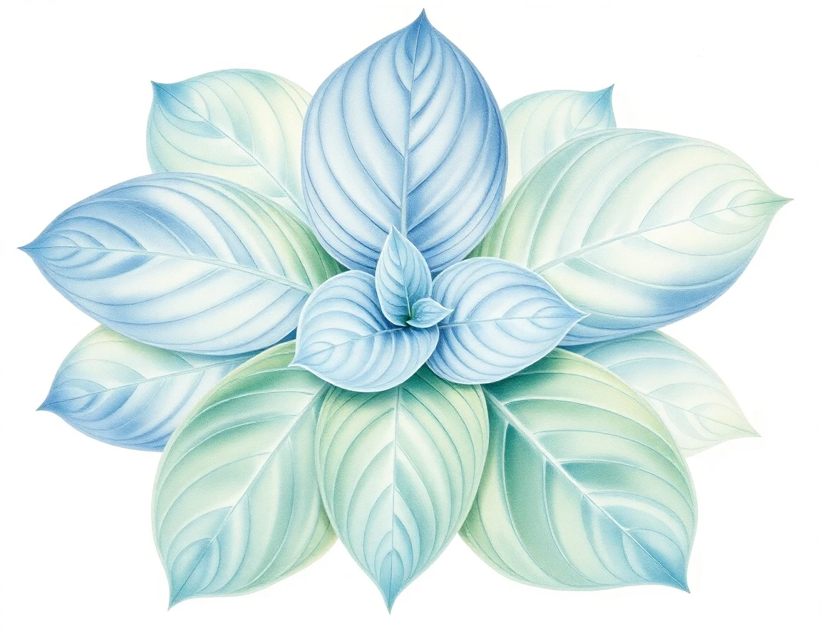 Watercolor illustration of Hosta 'Blue Seer'