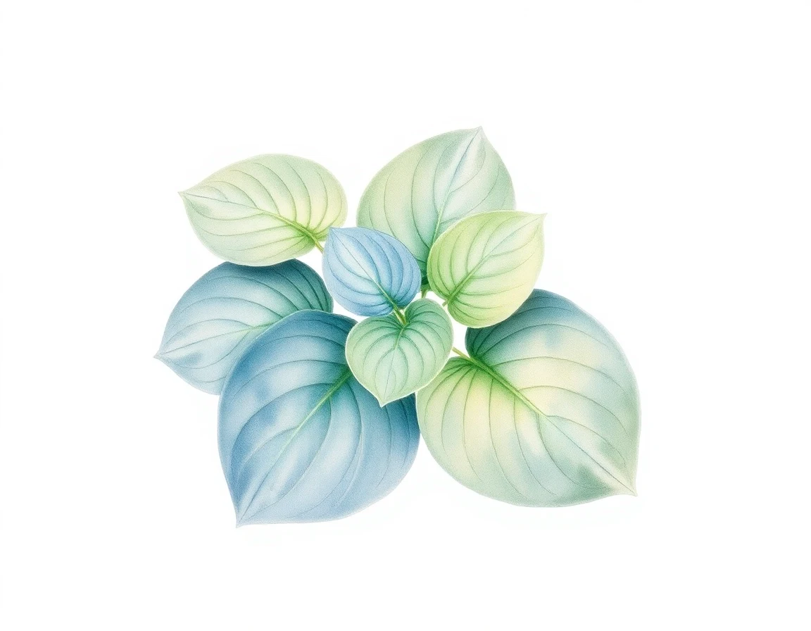 Watercolor illustration of Hosta 'Blue Sliver'