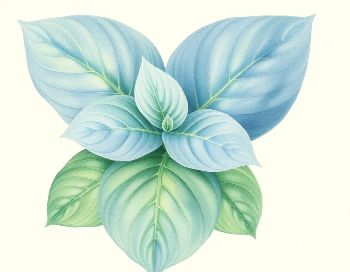 Watercolor illustration of Hosta 'Blue Spanish Eyes'
