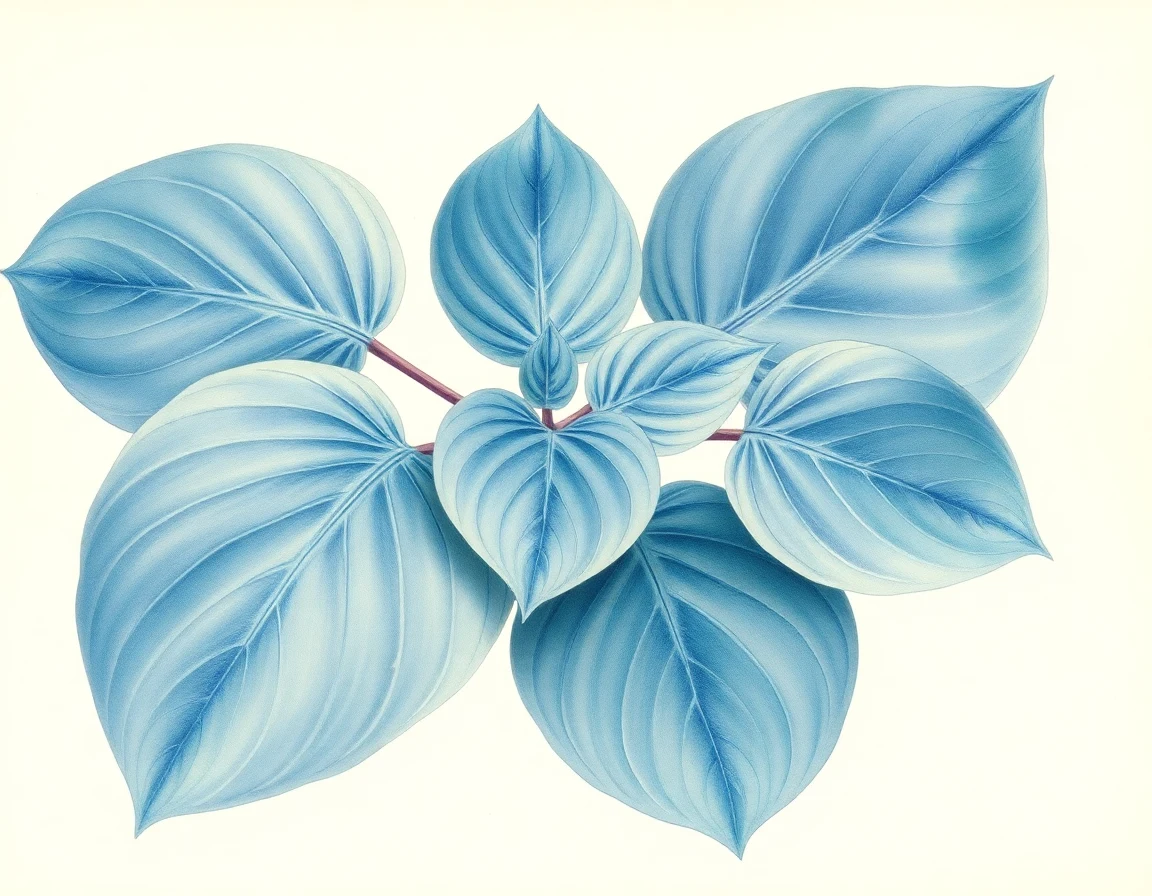 Watercolor illustration of Hosta 'Blue Splendor'