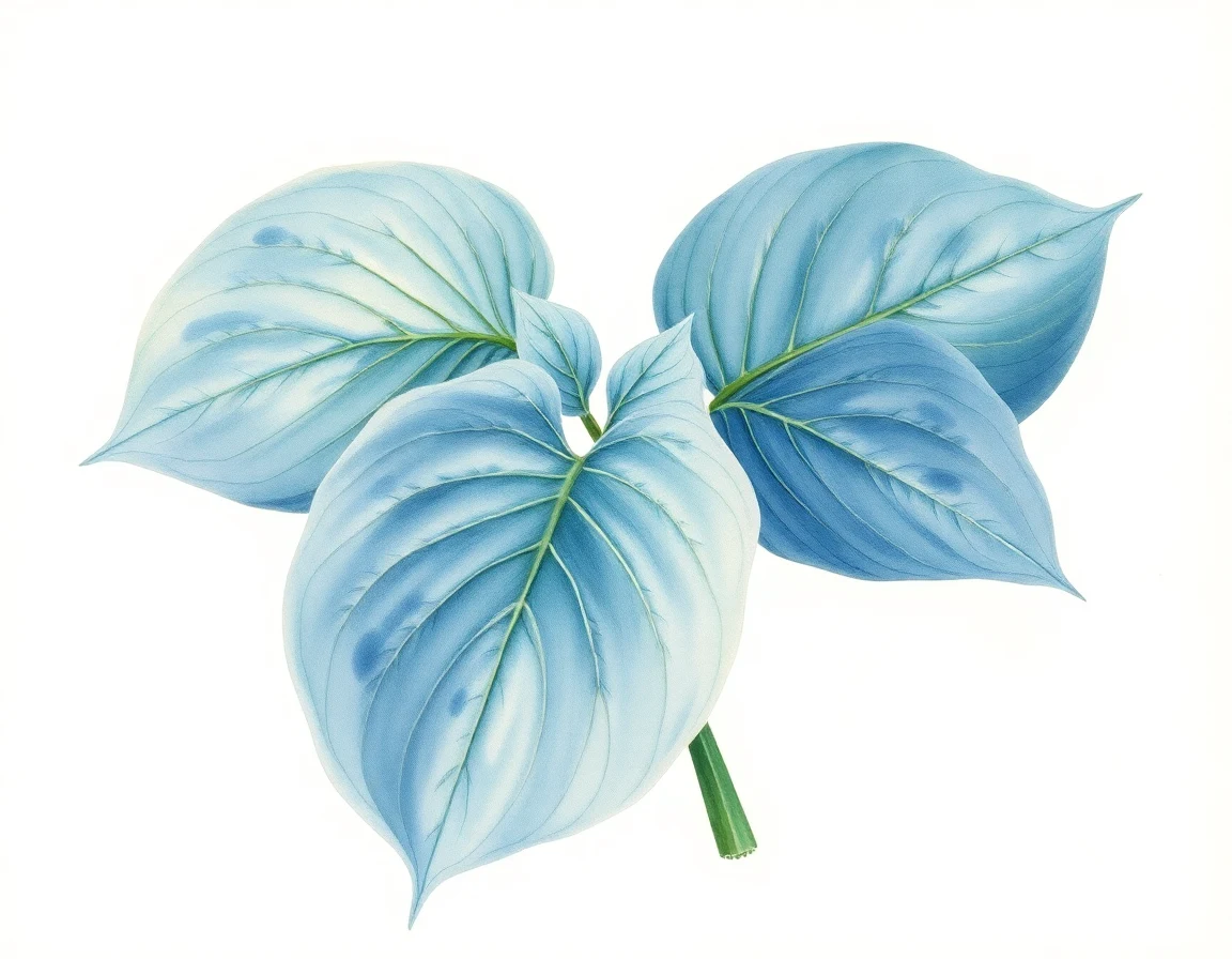 Watercolor illustration of Hosta 'Blue Steel'