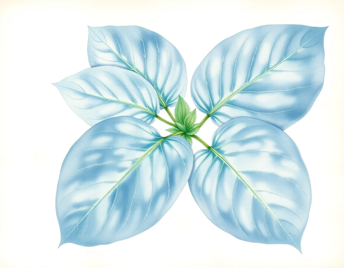 Watercolor illustration of Hosta 'Blue Suede Shoes'