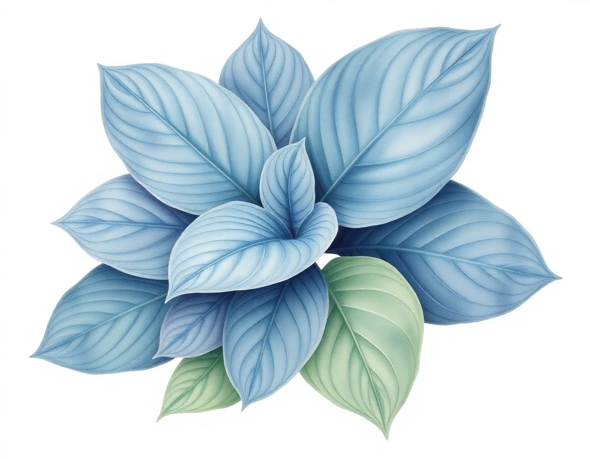 Watercolor illustration of Hosta 'Blue Tiers'