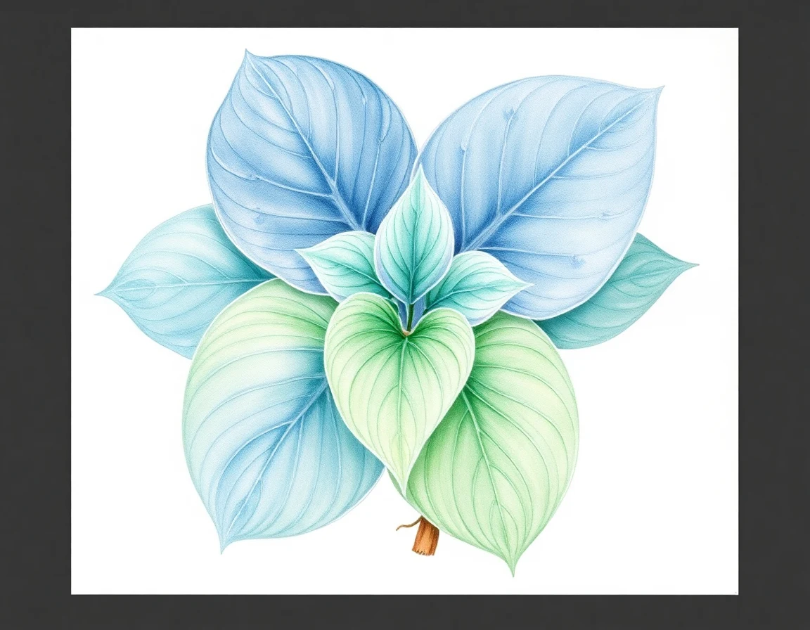 Watercolor illustration of Hosta 'Blue Troll'