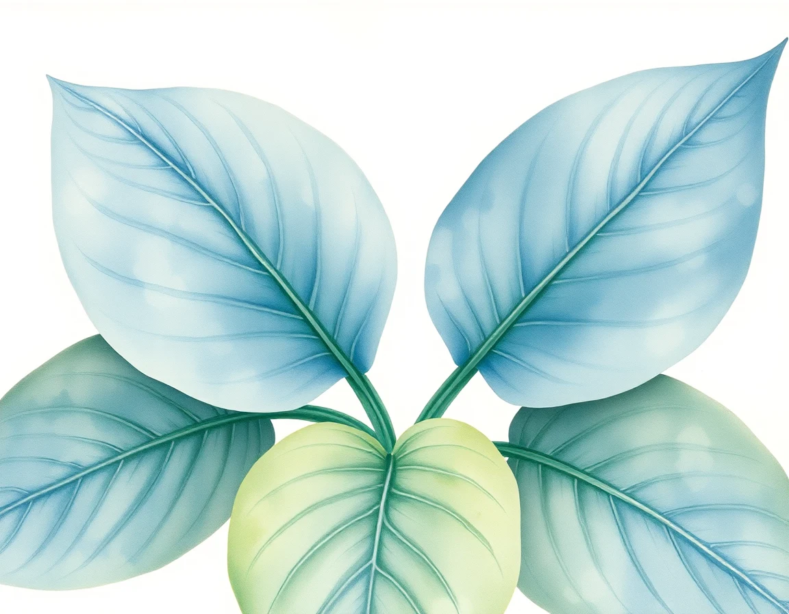 Watercolor illustration of Hosta 'Blue Velvet'