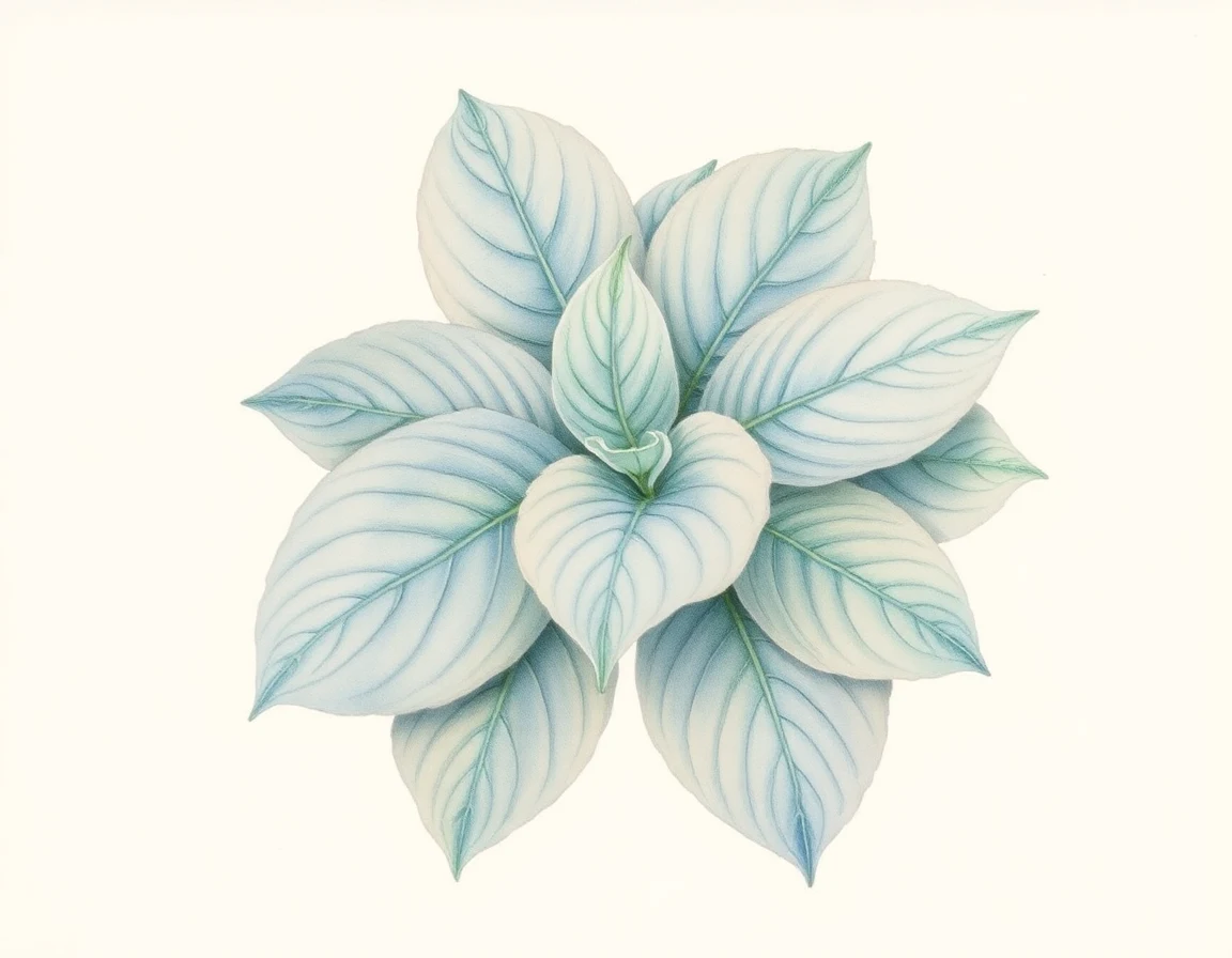 Watercolor illustration of Hosta 'Blue Wedgwood'