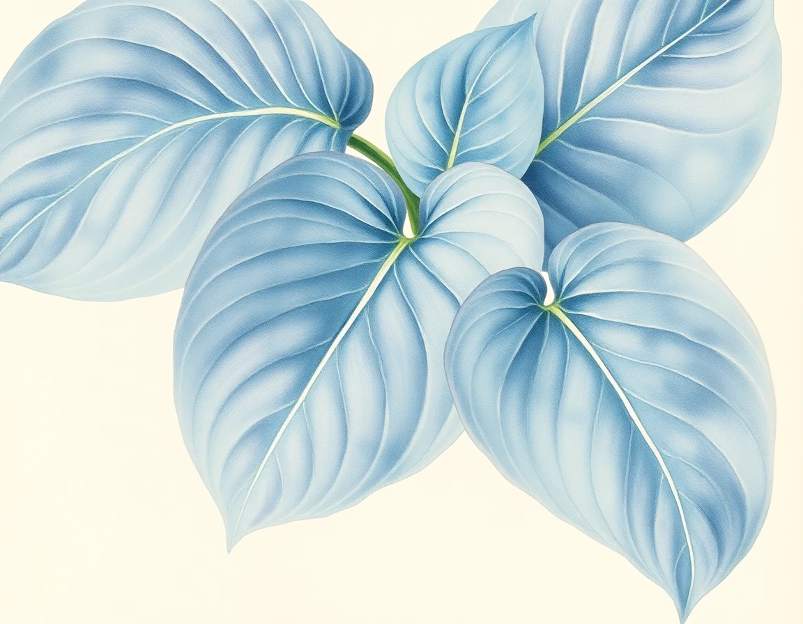 Watercolor illustration of Hosta 'Blue Wu'
