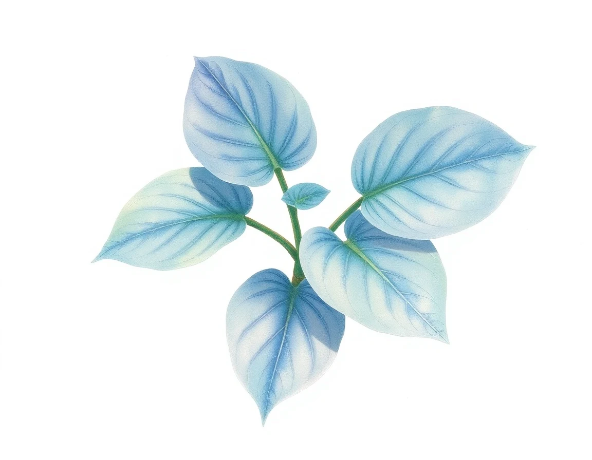 Watercolor illustration of Hosta 'Blueberry Cobbler'