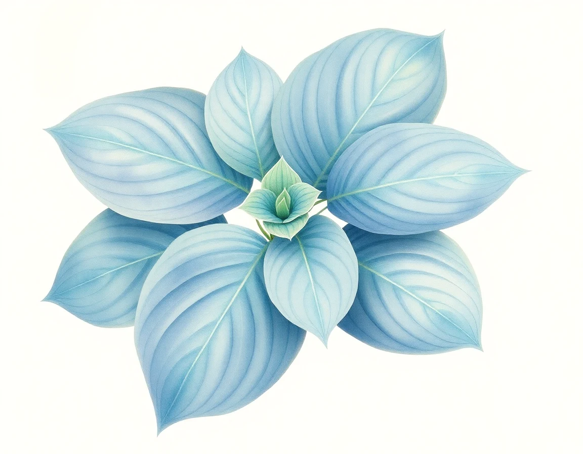 Watercolor illustration of Hosta 'Blueberry Patch'