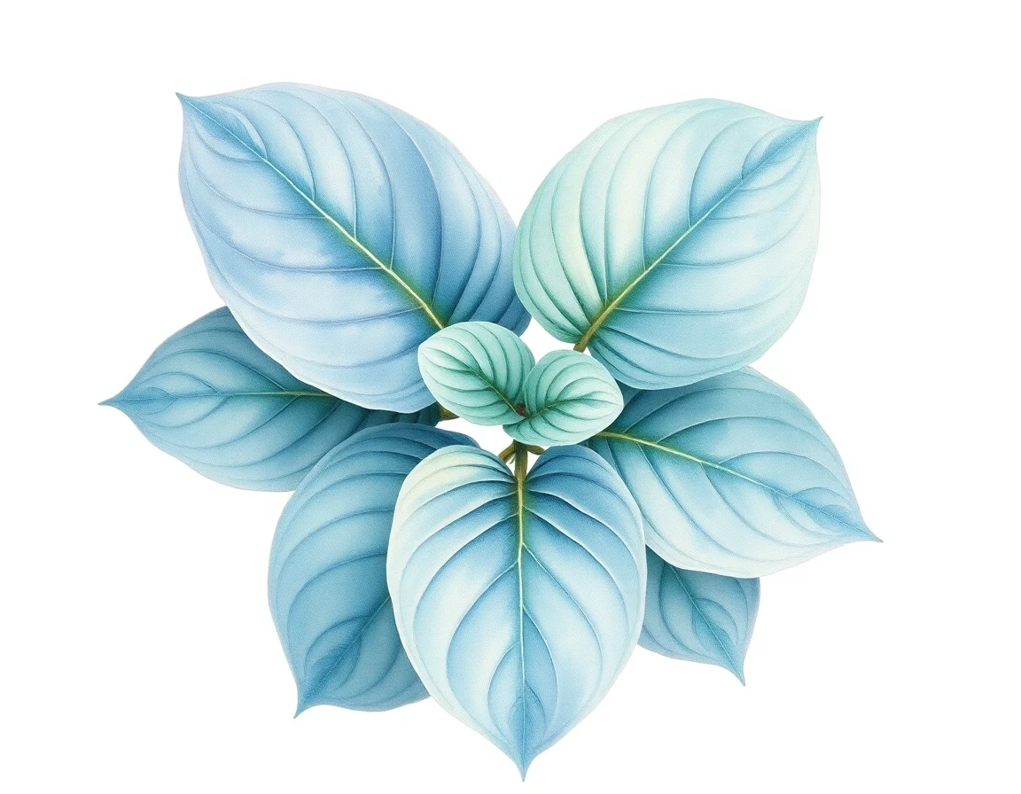 Watercolor illustration of Hosta 'Blueberry Swirl'