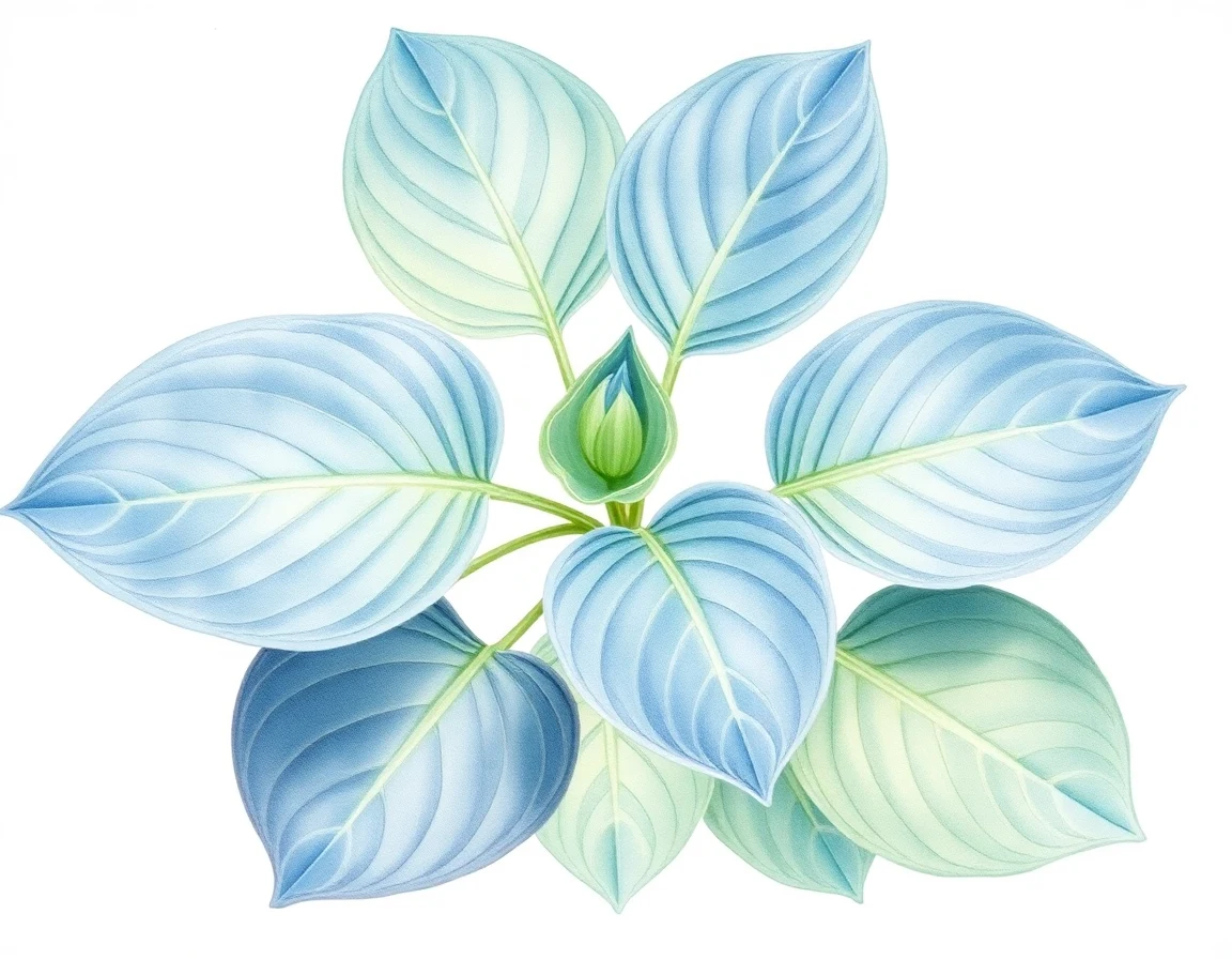 Watercolor illustration of Hosta 'Blueberry Tart'