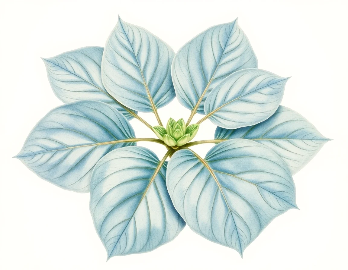 Watercolor illustration of Hosta 'Blueberry Waffles'