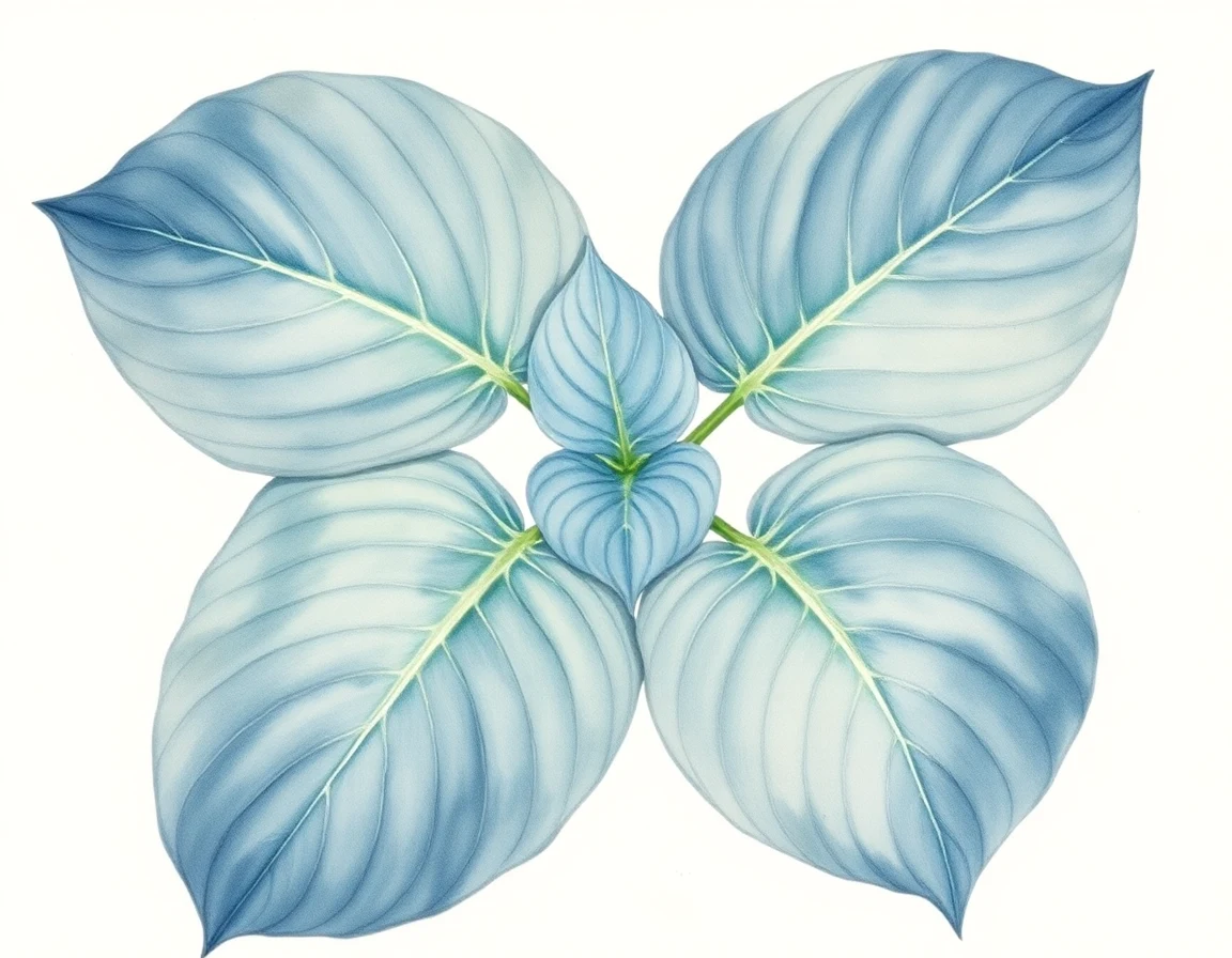 Watercolor illustration of Hosta 'Bluegrass Country'