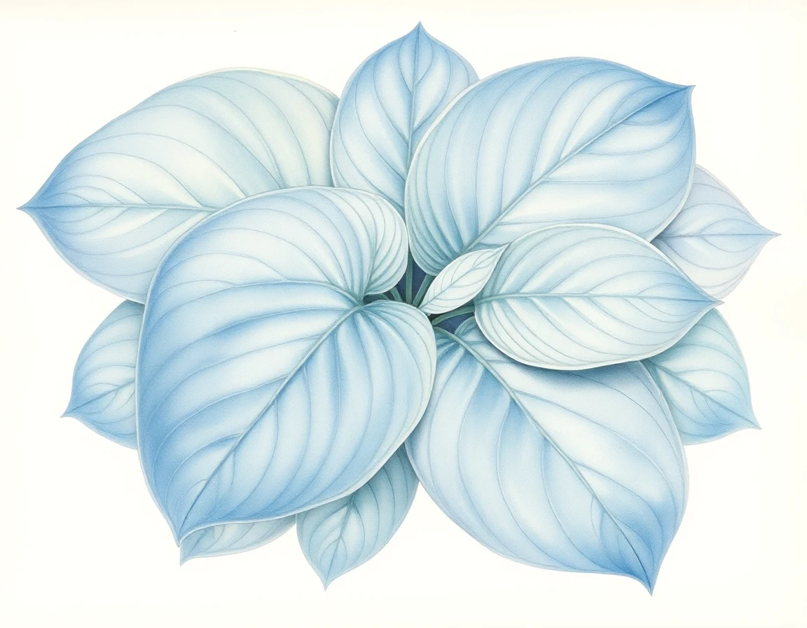 Watercolor illustration of Hosta 'Bluer than Blue'