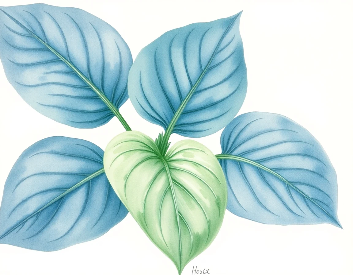 Watercolor illustration of Hosta 'Bluesette'