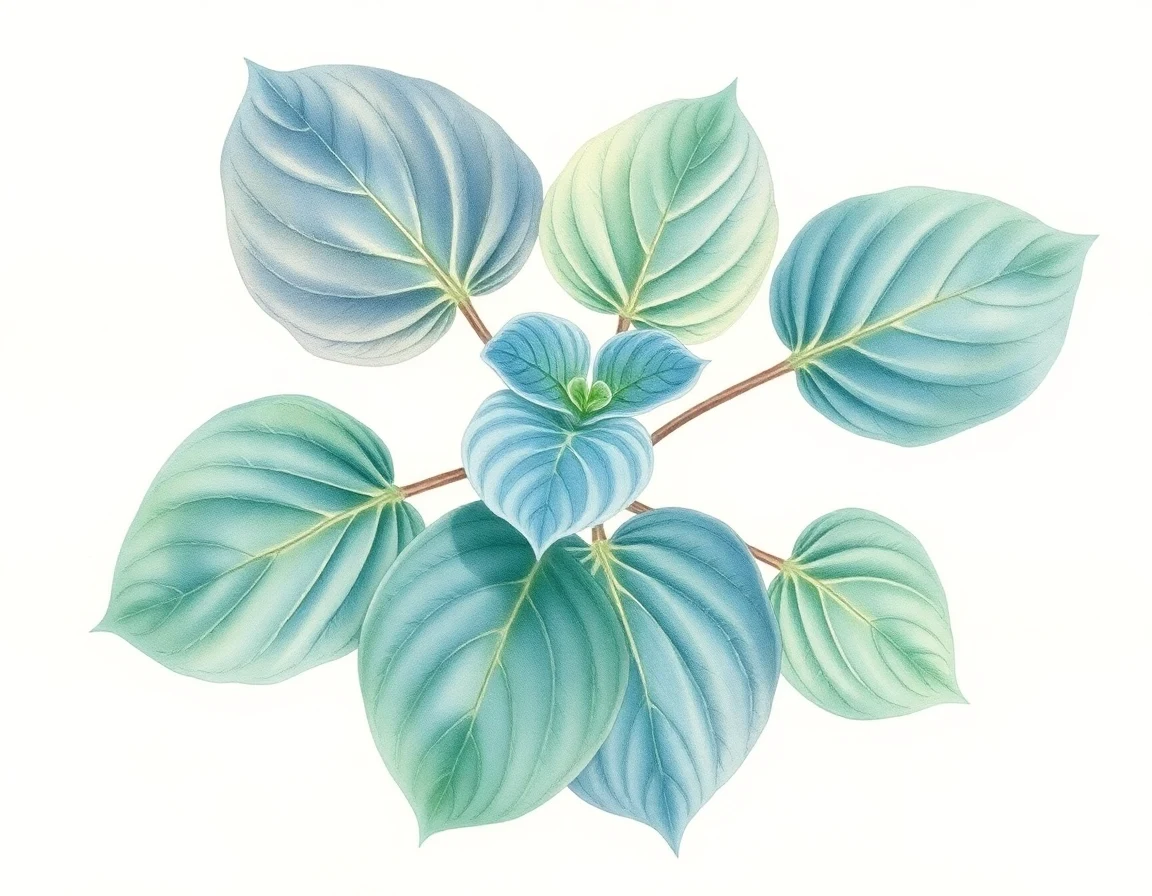 Watercolor illustration of Hosta 'Bluetini'