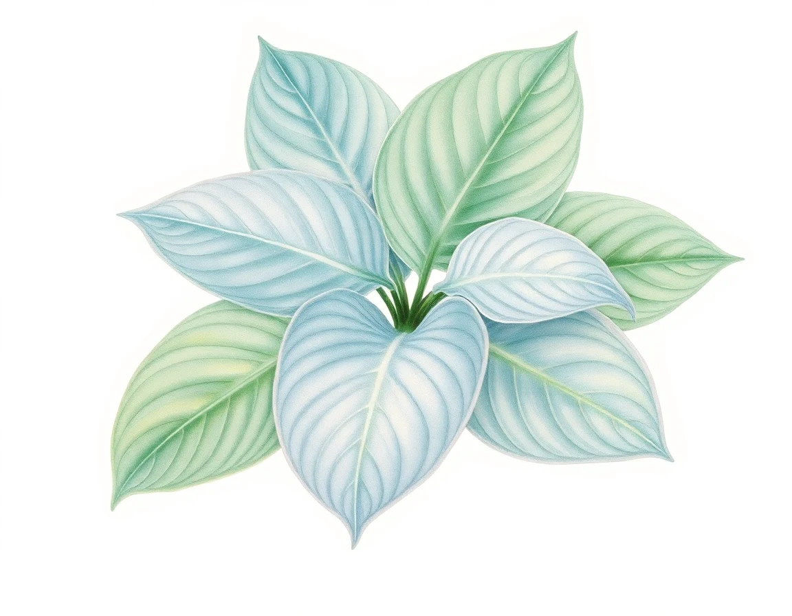 Watercolor illustration of Hosta 'Bluetopia'