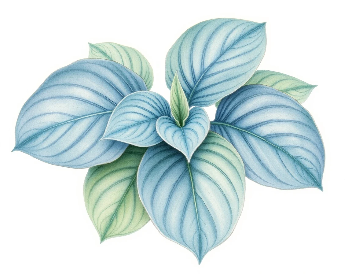 Watercolor illustration of Hosta 'Bob the Builder'