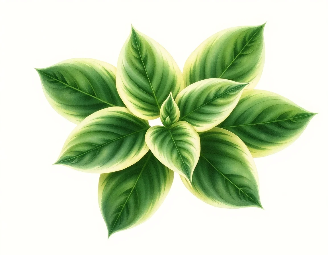Watercolor illustration of Hosta 'Bogie and Bacall'