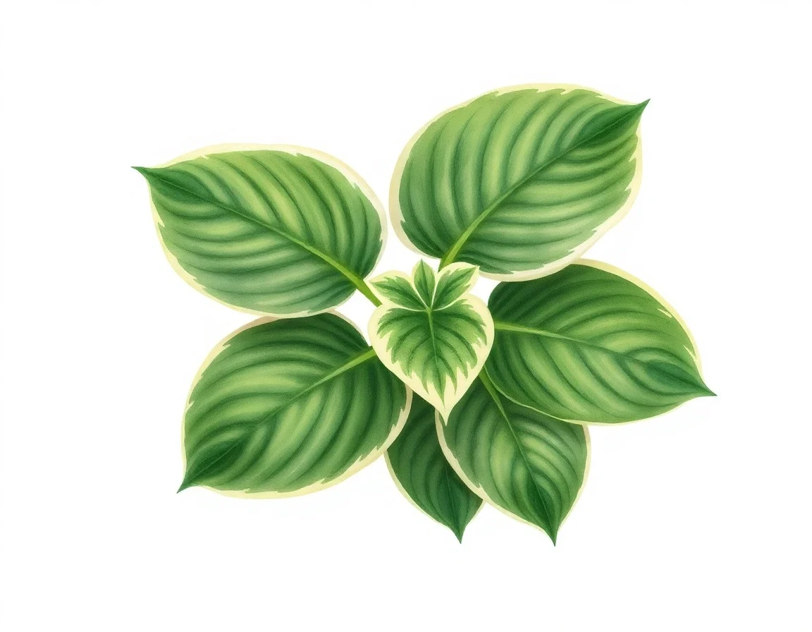 Watercolor illustration of Hosta 'Bohemian Rhapsody'