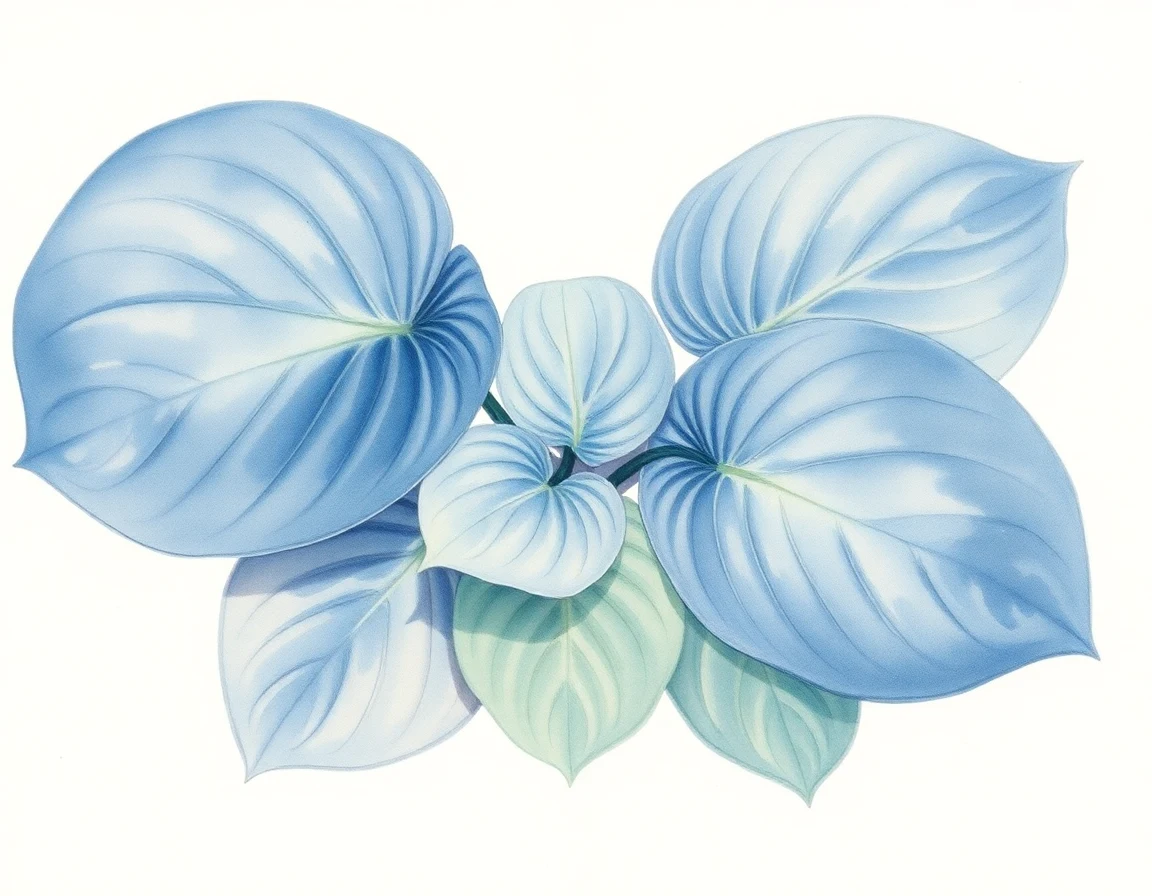 Watercolor illustration of Hosta 'Bold Intrigue'