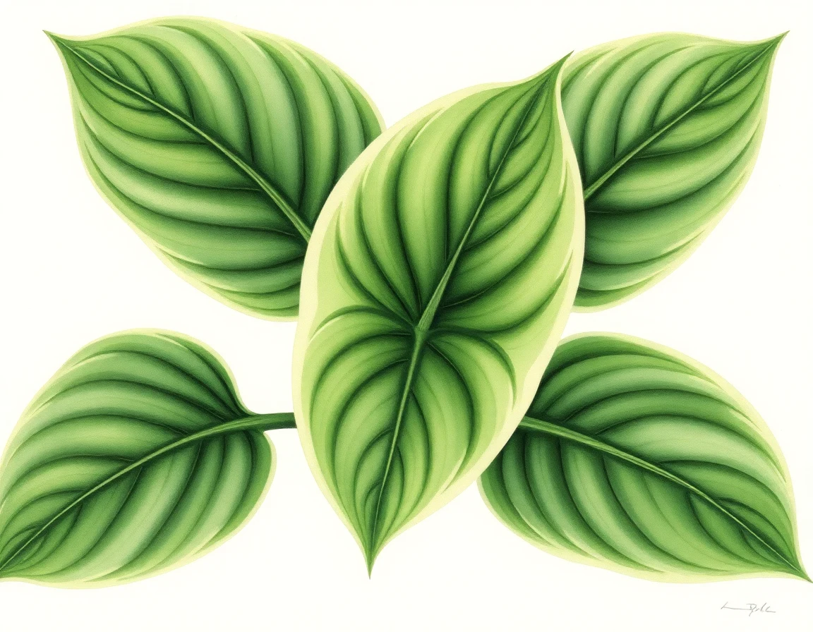 Watercolor illustration of Hosta 'Bold Ribbons'