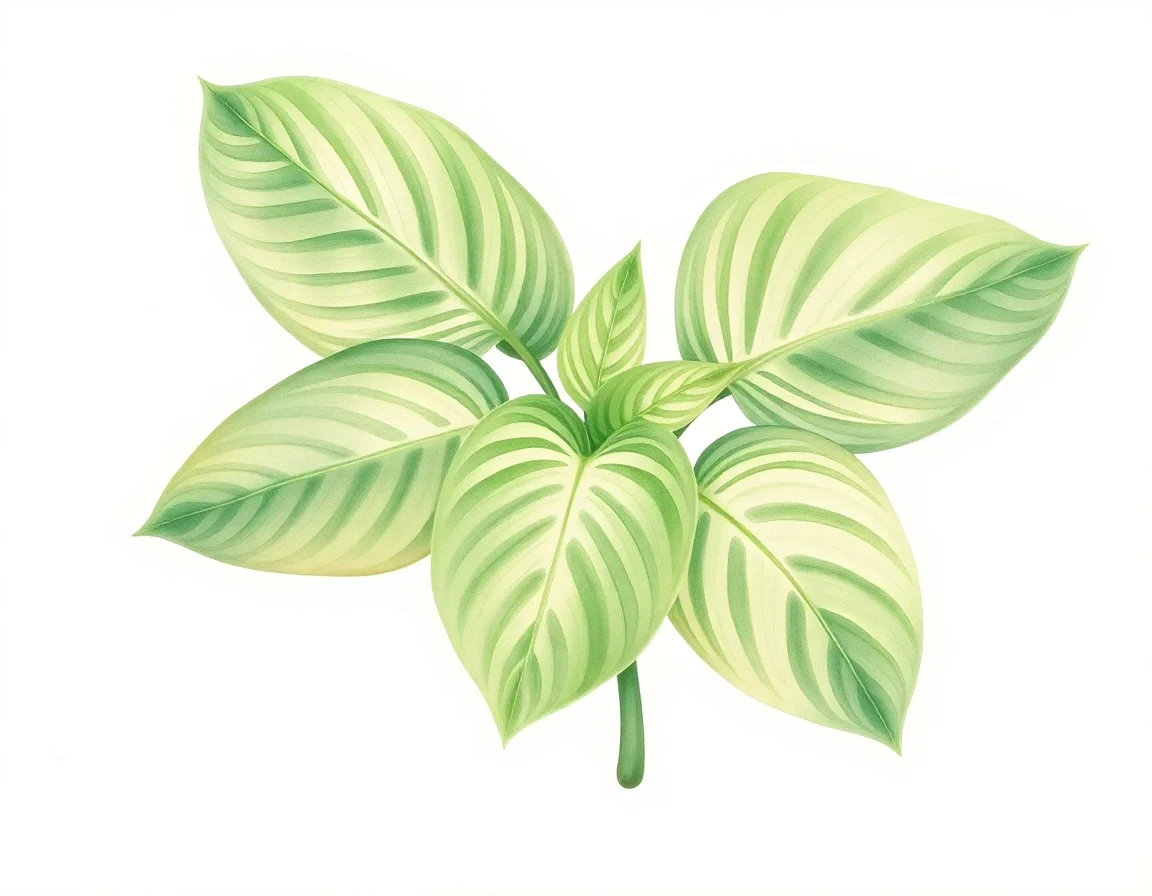Watercolor illustration of Hosta 'Bombs Bursting in Air'