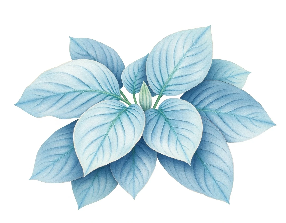 Watercolor illustration of Hosta 'Boogie Blues'