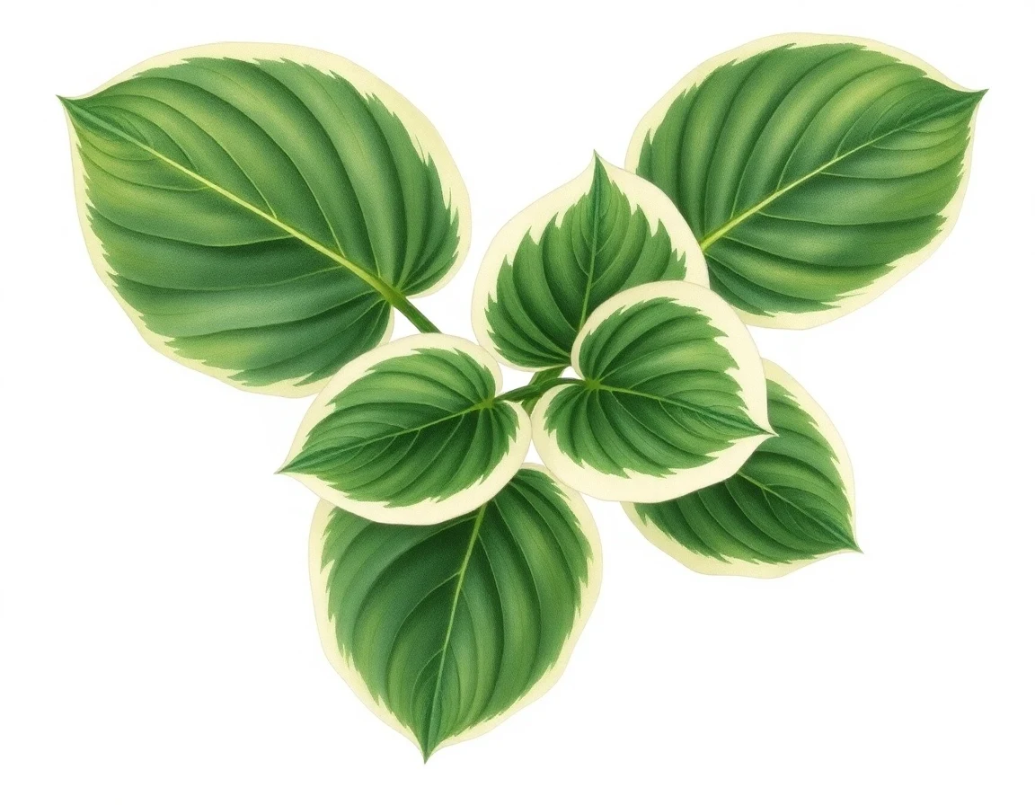 Watercolor illustration of Hosta 'Boogie Woogie'