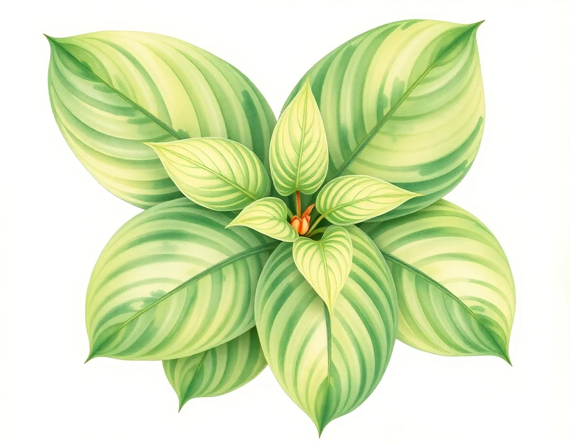 Watercolor illustration of Hosta 'Borsch 1'
