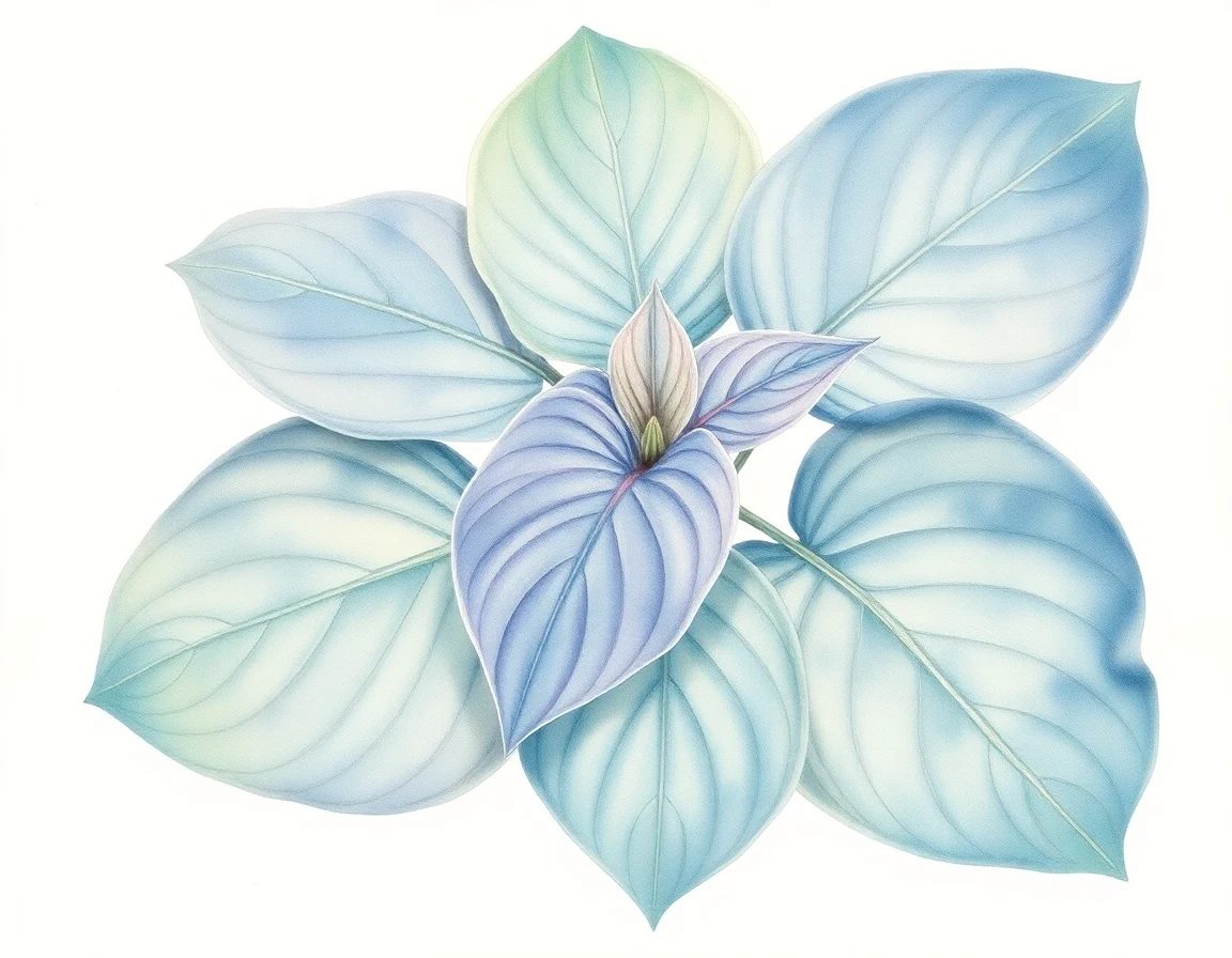 Watercolor illustration of Hosta 'Boundary Waters'
