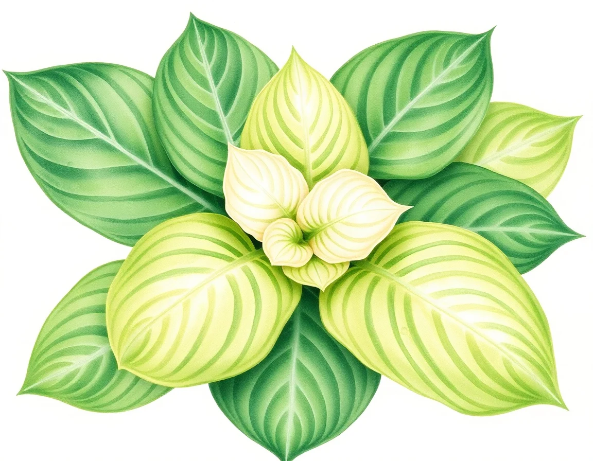 Watercolor illustration of Hosta 'Branching Out'