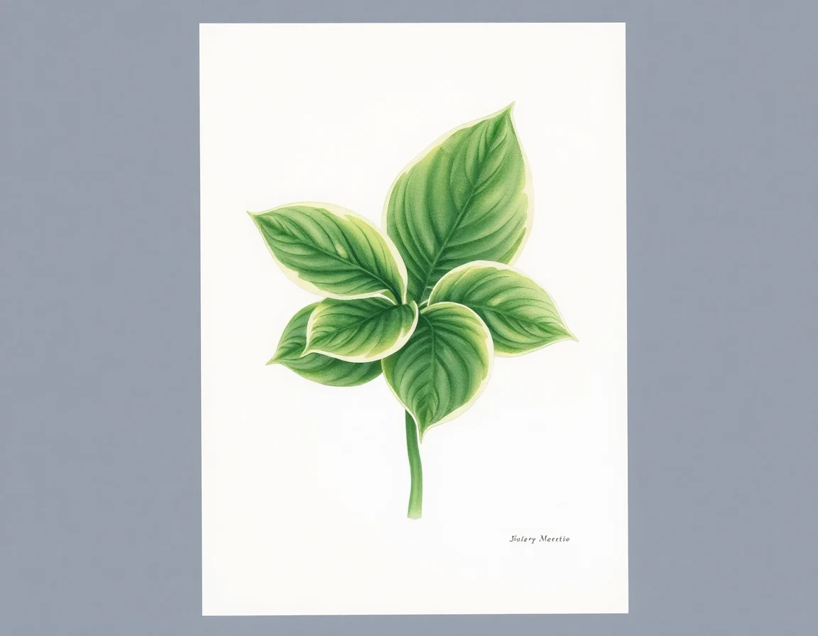 Watercolor illustration of Hosta 'Bravo'