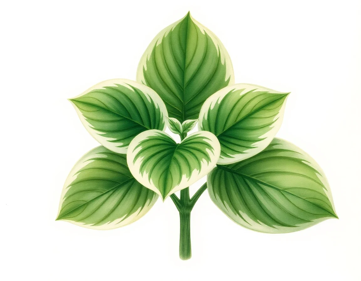 Watercolor illustration of Hosta 'Brianna T.'