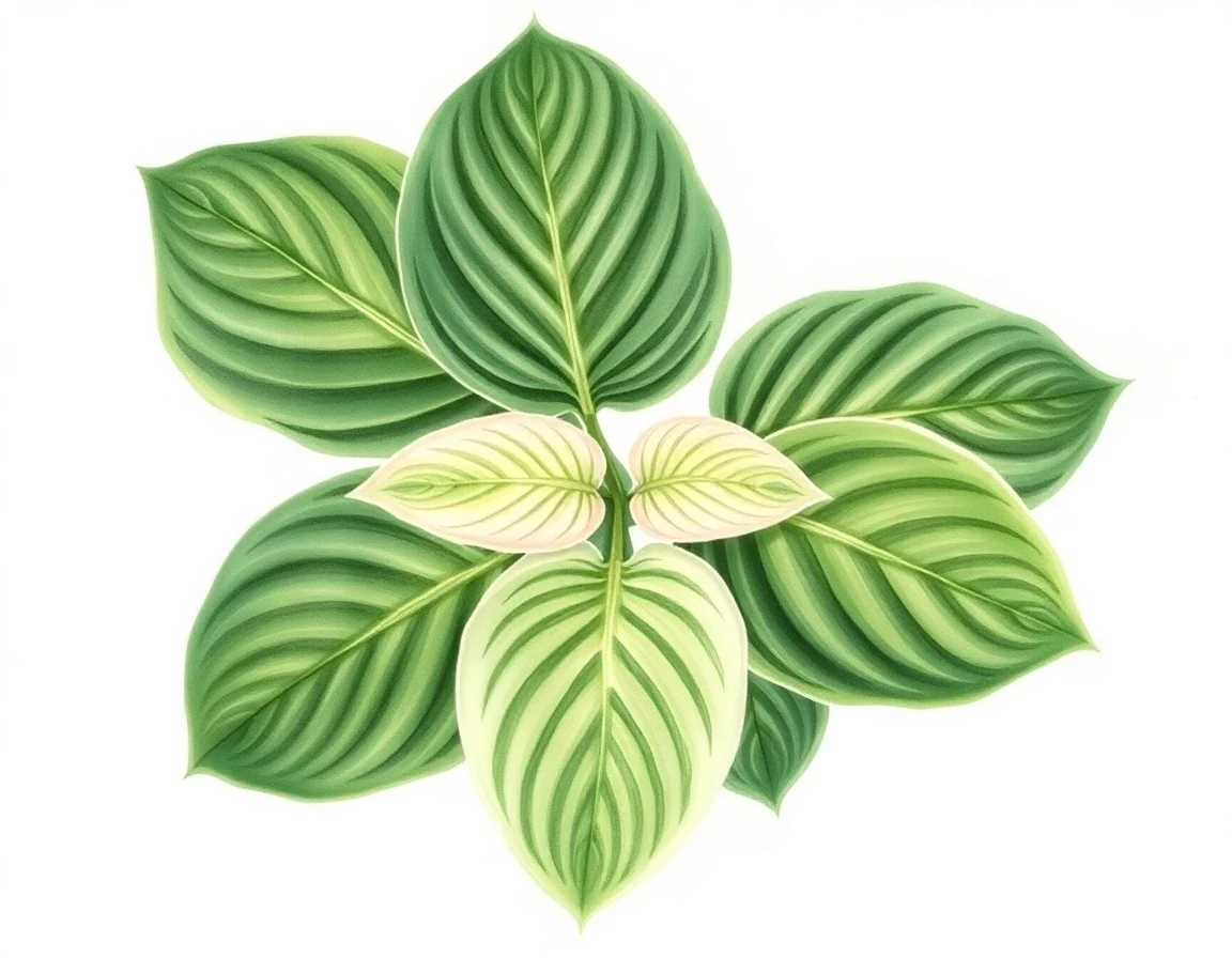 Watercolor illustration of Hosta 'Bright Feather'