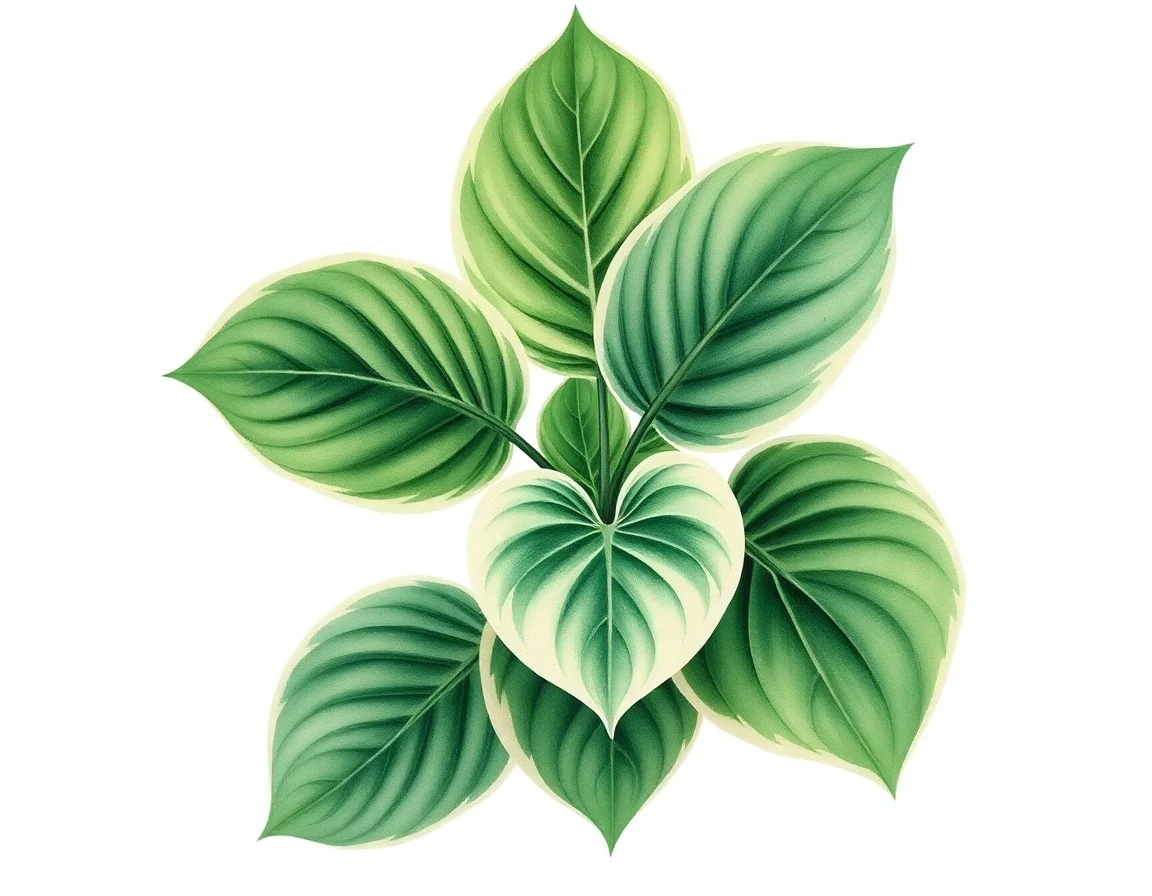 Watercolor illustration of Hosta 'Brim Cup'