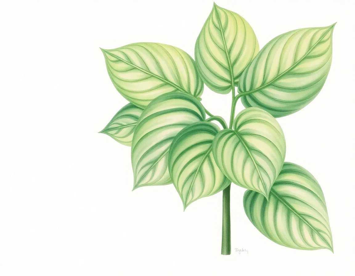 Watercolor illustration of Hosta 'Brother Bunyan'