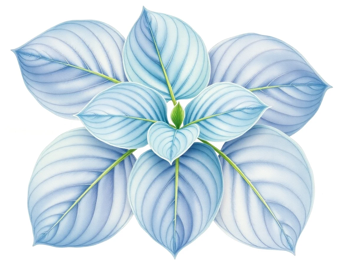 Watercolor illustration of Hosta 'Bruce's Blue'